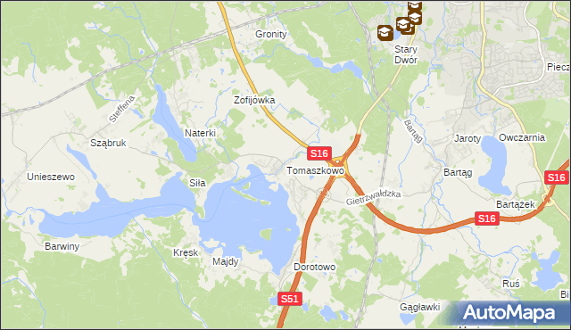 mapa Tomaszkowo, Tomaszkowo na mapie Targeo