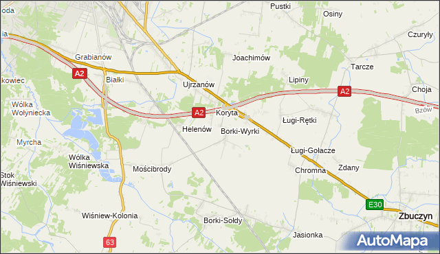 mapa Borki-Wyrki, Borki-Wyrki na mapie Targeo