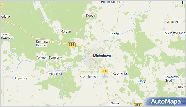 mapa Michałowo powiat białostocki, Michałowo powiat białostocki na mapie Targeo