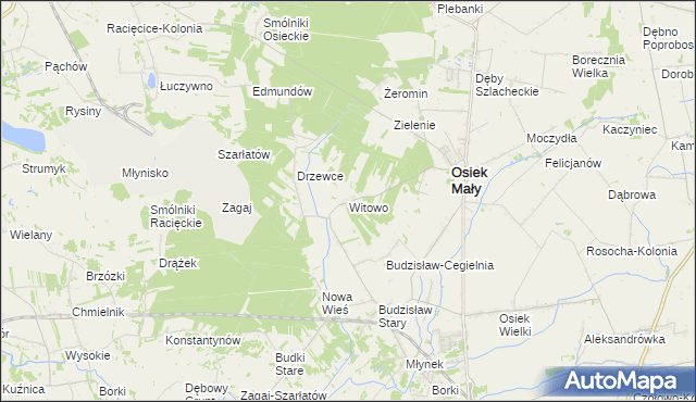 mapa Witowo gmina Osiek Mały, Witowo gmina Osiek Mały na mapie Targeo