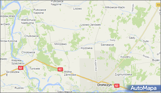 mapa Kłyzówka, Kłyzówka na mapie Targeo