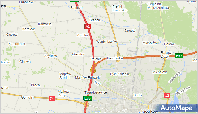 mapa Bąkowiec gmina Grabica, Bąkowiec gmina Grabica na mapie Targeo
