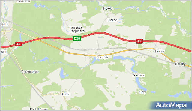 mapa Boczów gmina Torzym, Boczów gmina Torzym na mapie Targeo