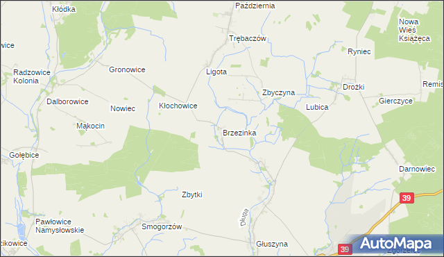 mapa Brzezinka gmina Namysłów, Brzezinka gmina Namysłów na mapie Targeo