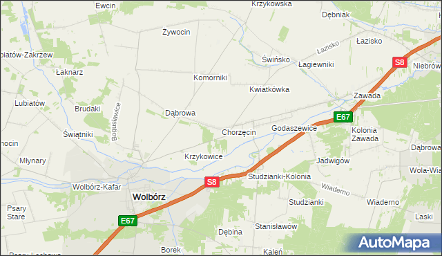 mapa Chorzęcin, Chorzęcin na mapie Targeo