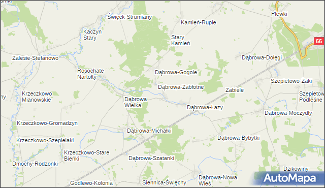 mapa Dąbrowa-Kaski, Dąbrowa-Kaski na mapie Targeo