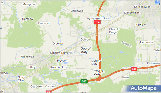 mapa Dobroń Mały, Dobroń Mały na mapie Targeo