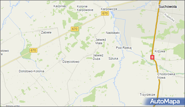 mapa Jatwieź Duża, Jatwieź Duża na mapie Targeo