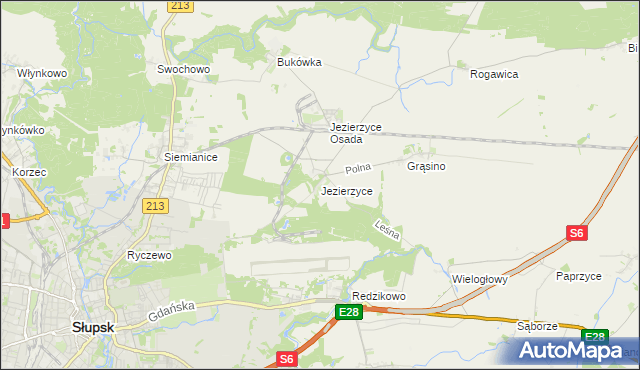 mapa Jezierzyce gmina Słupsk, Jezierzyce gmina Słupsk na mapie Targeo