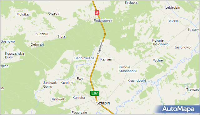 mapa Kamień gmina Sztabin, Kamień gmina Sztabin na mapie Targeo