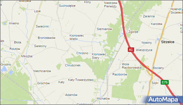 mapa Klonowiec Stary, Klonowiec Stary na mapie Targeo