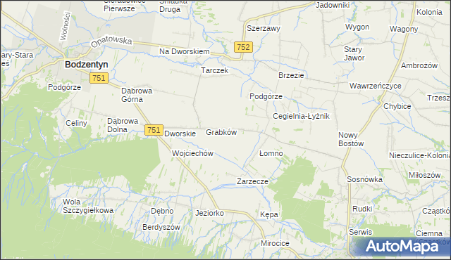 mapa Krajków gmina Pawłów, Krajków gmina Pawłów na mapie Targeo
