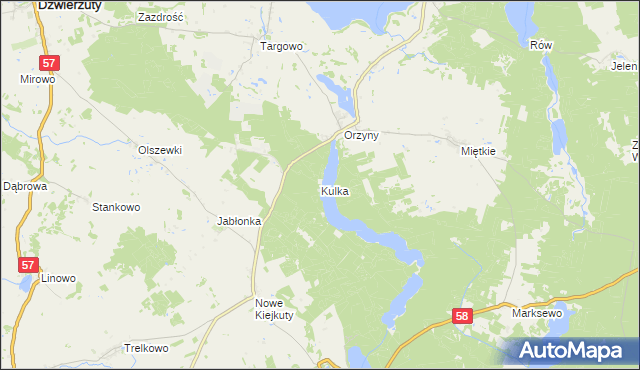 mapa Kulka, Kulka na mapie Targeo