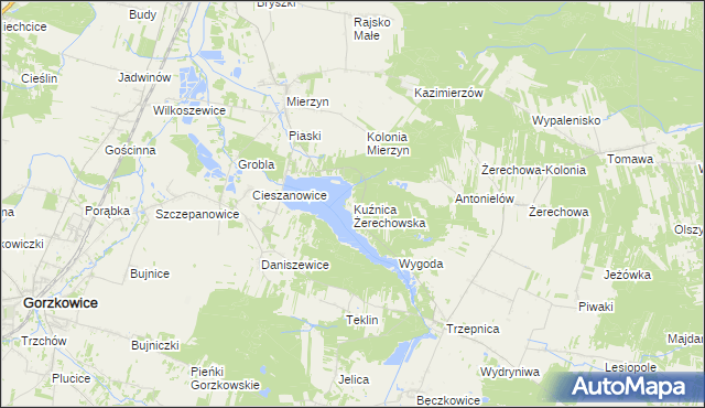 mapa Kuźnica Żerechowska, Kuźnica Żerechowska na mapie Targeo