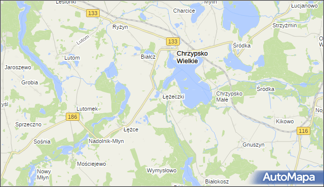 mapa Łężeczki, Łężeczki na mapie Targeo