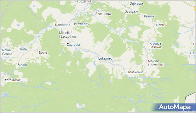 mapa Łukawiec gmina Wielkie Oczy, Łukawiec gmina Wielkie Oczy na mapie Targeo