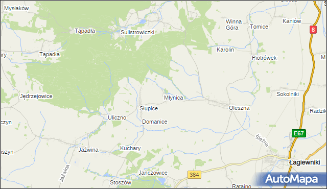 mapa Młynica, Młynica na mapie Targeo