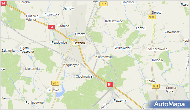 mapa Pisarzowice gmina Toszek, Pisarzowice gmina Toszek na mapie Targeo