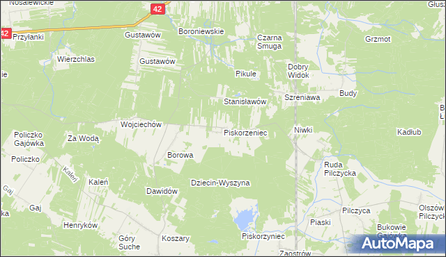 mapa Piskorzeniec, Piskorzeniec na mapie Targeo