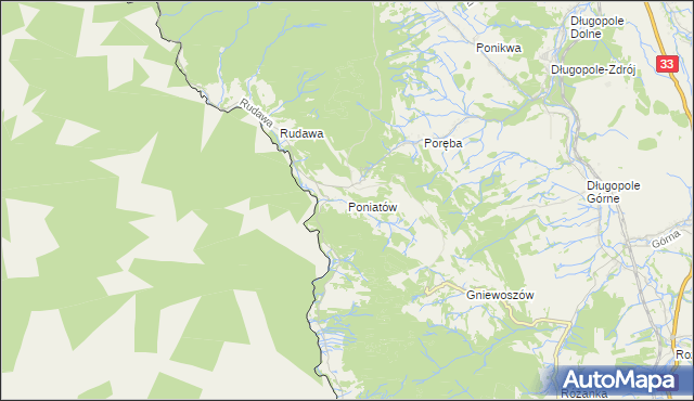 mapa Poniatów gmina Bystrzyca Kłodzka, Poniatów gmina Bystrzyca Kłodzka na mapie Targeo