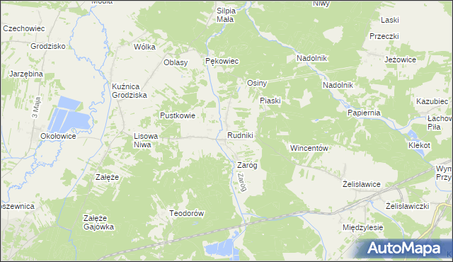 mapa Rudniki gmina Koniecpol, Rudniki gmina Koniecpol na mapie Targeo