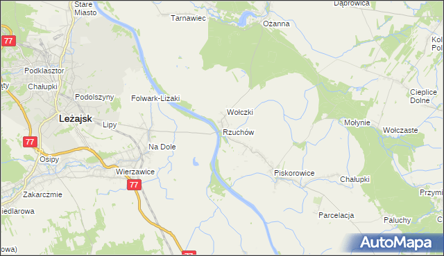 mapa Rzuchów gmina Leżajsk, Rzuchów gmina Leżajsk na mapie Targeo