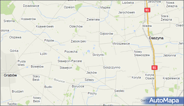 mapa Skrzynki gmina Daszyna, Skrzynki gmina Daszyna na mapie Targeo