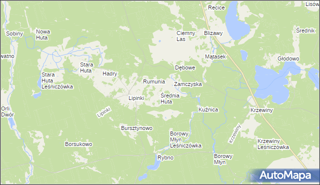 mapa Średnia Huta, Średnia Huta na mapie Targeo