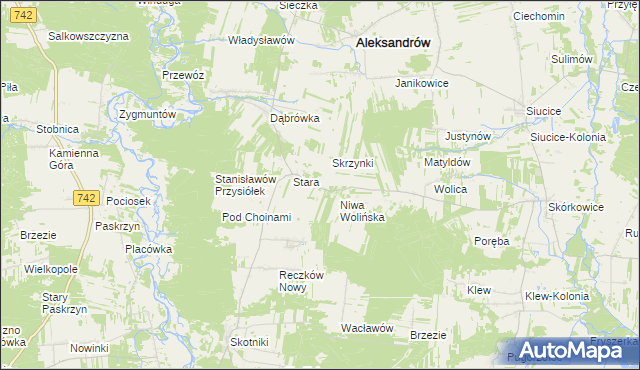 mapa Stara Kolonia gmina Aleksandrów, Stara Kolonia gmina Aleksandrów na mapie Targeo