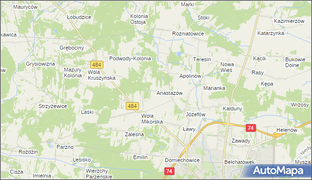 mapa Anastazów, Anastazów na mapie Targeo