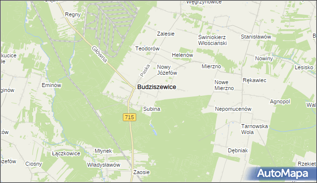 mapa Antolin gmina Budziszewice, Antolin gmina Budziszewice na mapie Targeo