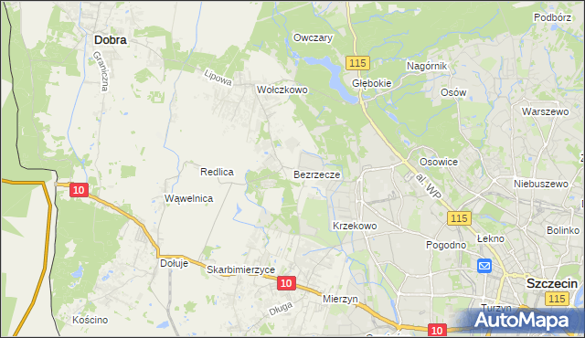 mapa Bezrzecze, Bezrzecze na mapie Targeo