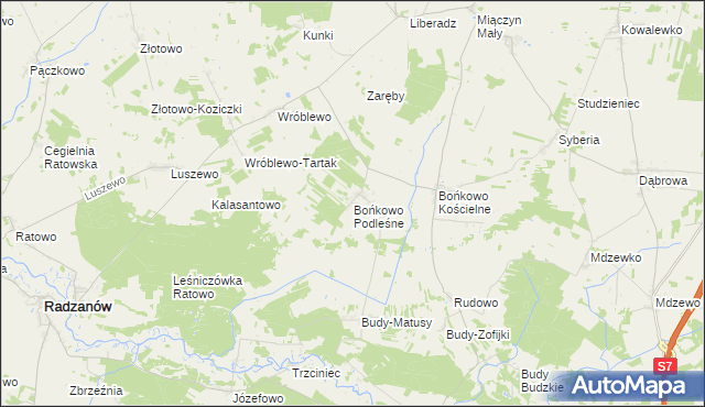 mapa Bońkowo Podleśne, Bońkowo Podleśne na mapie Targeo