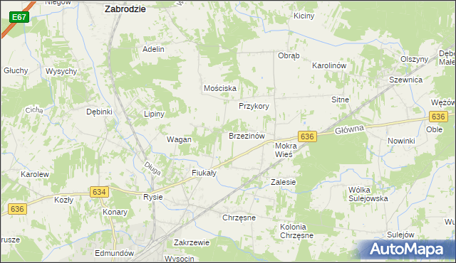 mapa Brzezinów, Brzezinów na mapie Targeo