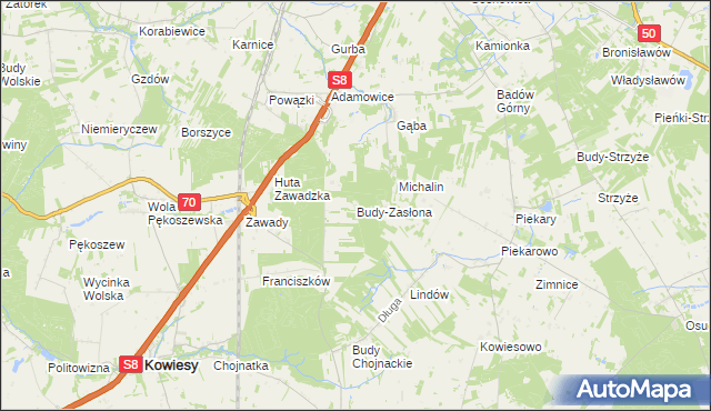 mapa Budy-Zasłona, Budy-Zasłona na mapie Targeo