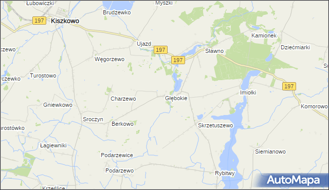 mapa Głębokie gmina Kiszkowo, Głębokie gmina Kiszkowo na mapie Targeo