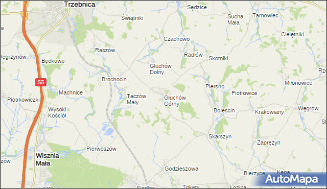 mapa Głuchów Górny, Głuchów Górny na mapie Targeo