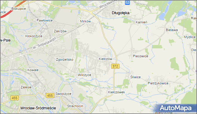 mapa Kiełczów, Kiełczów na mapie Targeo