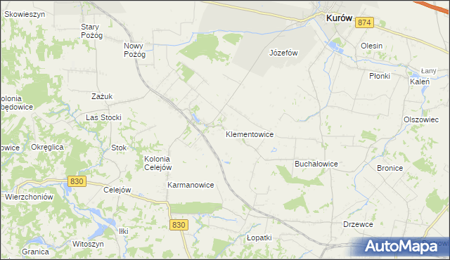 mapa Klementowice, Klementowice na mapie Targeo