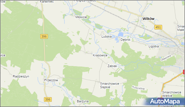 mapa Krasowice, Krasowice na mapie Targeo