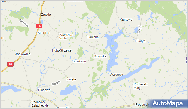 mapa Krzywka, Krzywka na mapie Targeo