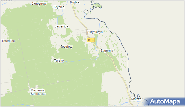 mapa Lipniki gmina Dubienka, Lipniki gmina Dubienka na mapie Targeo