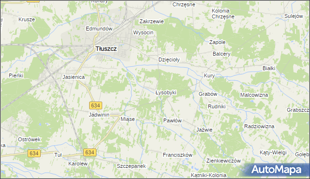 mapa Łysobyki, Łysobyki na mapie Targeo