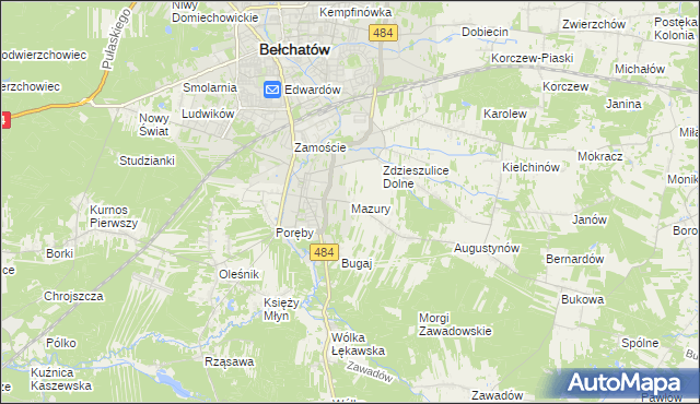 mapa Mazury gmina Bełchatów, Mazury gmina Bełchatów na mapie Targeo