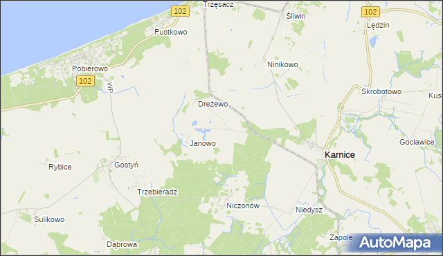 mapa Niwy gmina Karnice, Niwy gmina Karnice na mapie Targeo