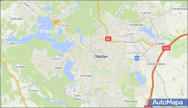 mapa Olsztyna, Olsztyn na mapie Targeo