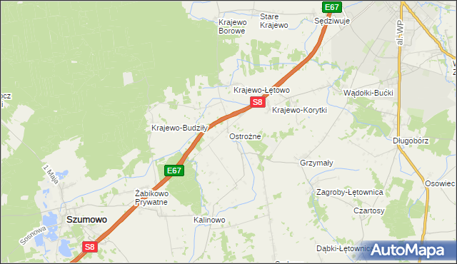 mapa Ostrożne, Ostrożne na mapie Targeo