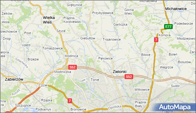 mapa Pękowice, Pękowice na mapie Targeo