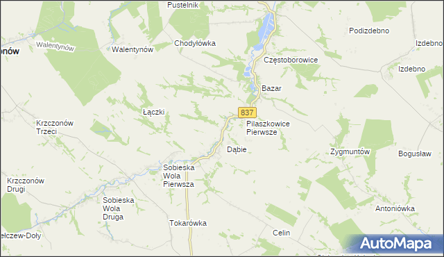 mapa Pilaszkowice Drugie, Pilaszkowice Drugie na mapie Targeo
