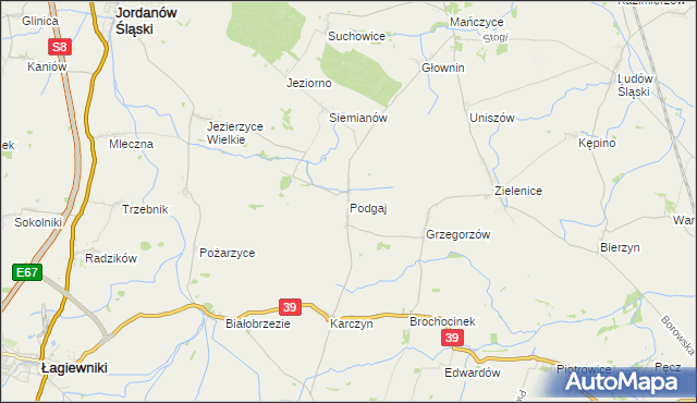 mapa Podgaj gmina Kondratowice, Podgaj gmina Kondratowice na mapie Targeo